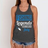 Fishing Legends Were Born In July Birthday Gift Women's Knotted Racerback Tank