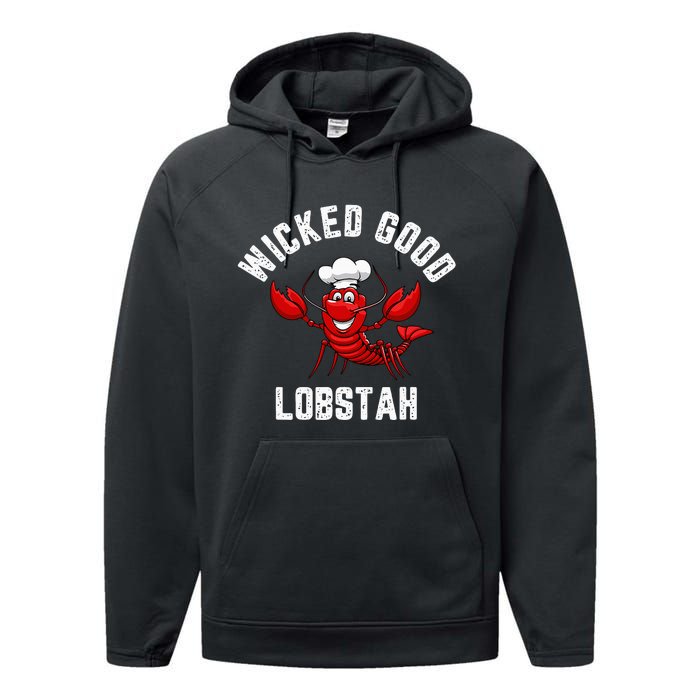 Funny Lobster Wicked Good Lobstah Maine New England Performance Fleece Hoodie