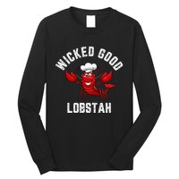 Funny Lobster Wicked Good Lobstah Maine New England Long Sleeve Shirt