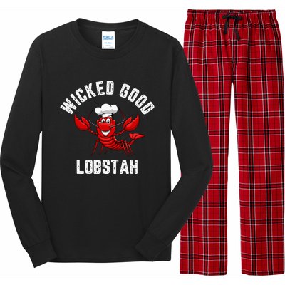 Funny Lobster Wicked Good Lobstah Maine New England Long Sleeve Pajama Set