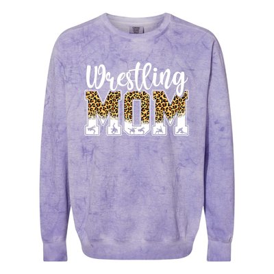 Funny Leopard Wrestling Mom Women Wrestler Mother's Day Colorblast Crewneck Sweatshirt