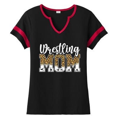 Funny Leopard Wrestling Mom Women Wrestler Mother's Day Ladies Halftime Notch Neck Tee