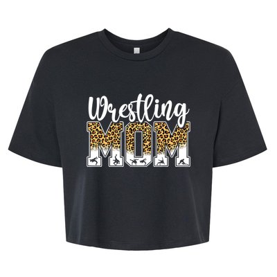 Funny Leopard Wrestling Mom Women Wrestler Mother's Day Bella+Canvas Jersey Crop Tee