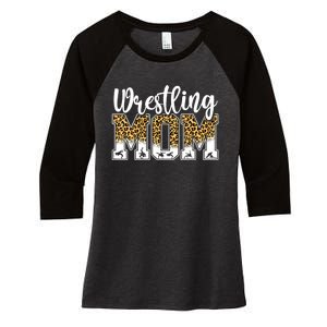 Funny Leopard Wrestling Mom Women Wrestler Mother's Day Women's Tri-Blend 3/4-Sleeve Raglan Shirt