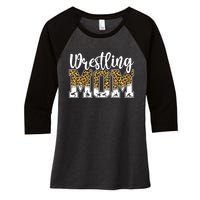 Funny Leopard Wrestling Mom Women Wrestler Mother's Day Women's Tri-Blend 3/4-Sleeve Raglan Shirt