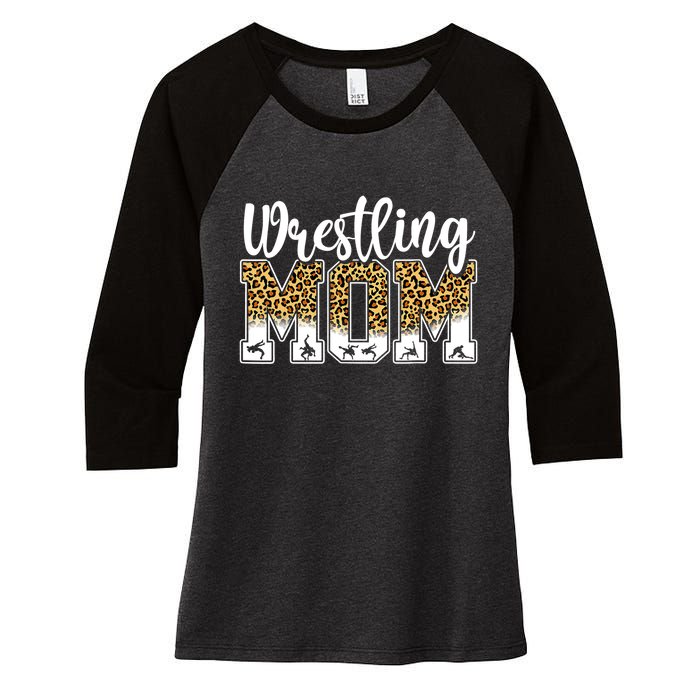 Funny Leopard Wrestling Mom Women Wrestler Mother's Day Women's Tri-Blend 3/4-Sleeve Raglan Shirt