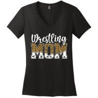 Funny Leopard Wrestling Mom Women Wrestler Mother's Day Women's V-Neck T-Shirt