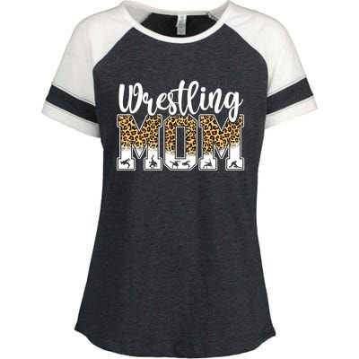 Funny Leopard Wrestling Mom Women Wrestler Mother's Day Enza Ladies Jersey Colorblock Tee