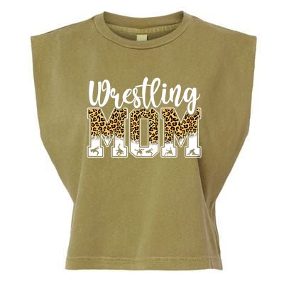 Funny Leopard Wrestling Mom Women Wrestler Mother's Day Garment-Dyed Women's Muscle Tee