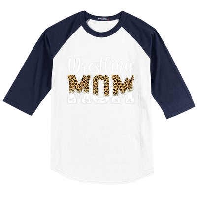 Funny Leopard Wrestling Mom Women Wrestler Mother's Day Baseball Sleeve Shirt