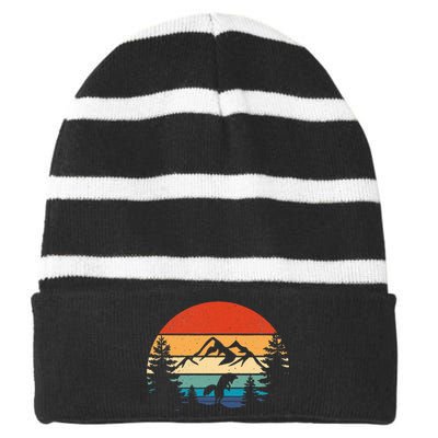 Fox Lover Wildlife Animal Vintage Fox Retro Foxes Striped Beanie with Solid Band