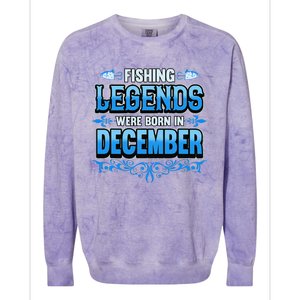 Fishing Legends Were Born In December Birthday Fisherman Colorblast Crewneck Sweatshirt