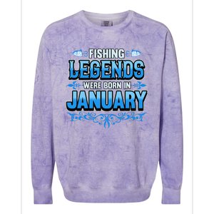 Fishing Legends Were Born In January Birthday Fisherman Colorblast Crewneck Sweatshirt