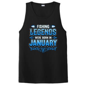 Fishing Legends Were Born In January Birthday Fisherman PosiCharge Competitor Tank