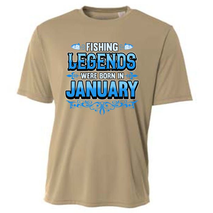 Fishing Legends Were Born In January Birthday Fisherman Cooling Performance Crew T-Shirt