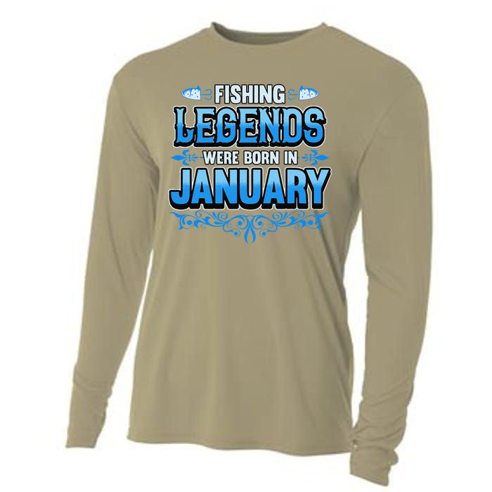 Fishing Legends Were Born In January Birthday Fisherman Cooling Performance Long Sleeve Crew