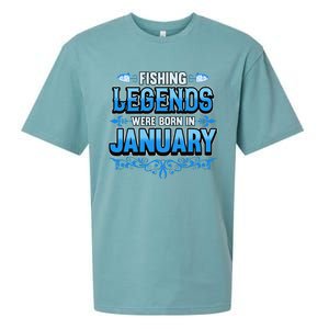 Fishing Legends Were Born In January Birthday Fisherman Sueded Cloud Jersey T-Shirt