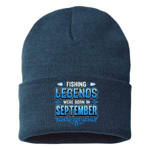 Fishing Legends Were Born In September Birthday Fisherman Sustainable Knit Beanie