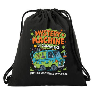 Funny Lab Week 2025 Retro Mystery Machine Of Diagnostics  Drawstring Bag