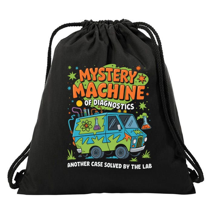 Funny Lab Week 2025 Retro Mystery Machine Of Diagnostics  Drawstring Bag