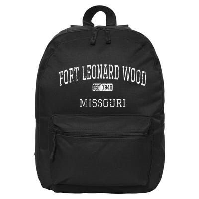 Fort Leonard Wood Missouri Mo Vintage 16 in Basic Backpack