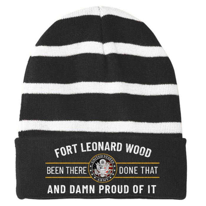 Fort Leonard Wood Missouri Basic Training Alumni Striped Beanie with Solid Band