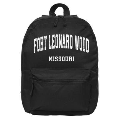 Fort Leonard Wood Missouri Mo Vintage Athletic Sports Design 16 in Basic Backpack