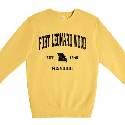 Fort Leonard Wood Missouri Mo Vintage Athletic Premium Crewneck Sweatshirt