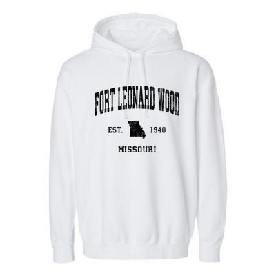 Fort Leonard Wood Missouri Mo Vintage Athletic Garment-Dyed Fleece Hoodie