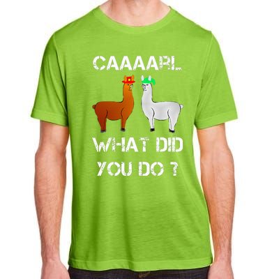 funny llama with hats lama with hat carl what did you do  Adult ChromaSoft Performance T-Shirt