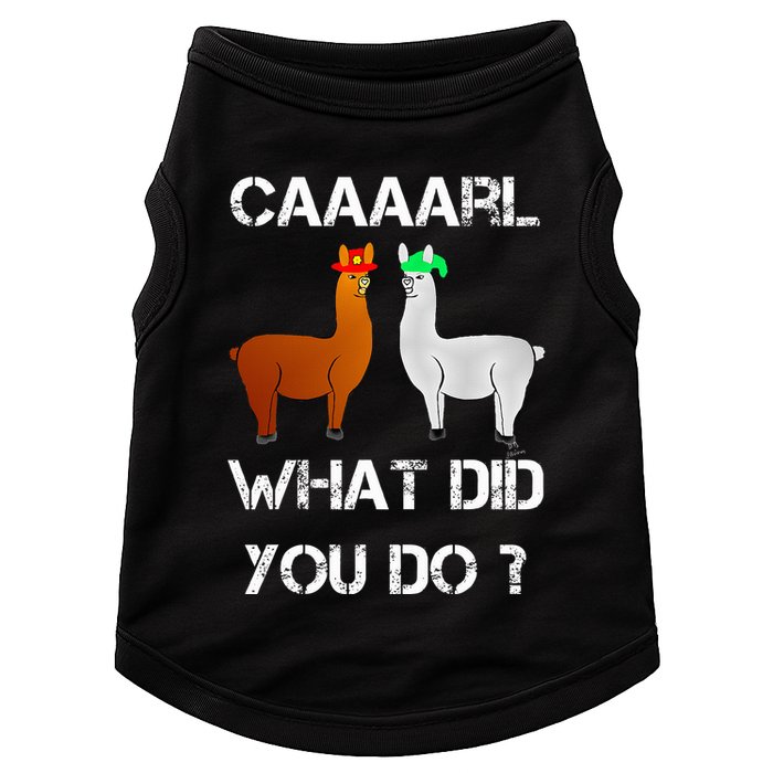 funny llama with hats lama with hat carl what did you do  Doggie Tank