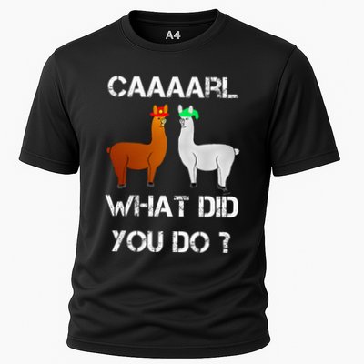 funny llama with hats lama with hat carl what did you do  Performance Shirt