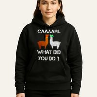 funny llama with hats lama with hat carl what did you do  Hoodie
