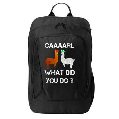 funny llama with hats lama with hat carl what did you do  City Backpack