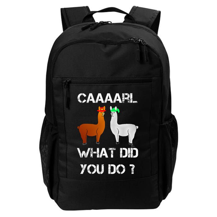 funny llama with hats lama with hat carl what did you do  Backpack