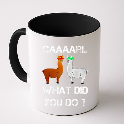 funny llama with hats lama with hat carl what did you do  Mug