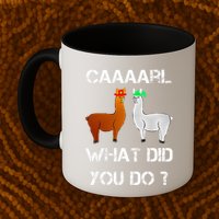 funny llama with hats lama with hat carl what did you do  Mug