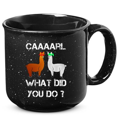 funny llama with hats lama with hat carl what did you do  15oz Campfire Ceramic Mug