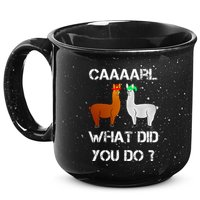 funny llama with hats lama with hat carl what did you do  15oz Campfire Ceramic Mug