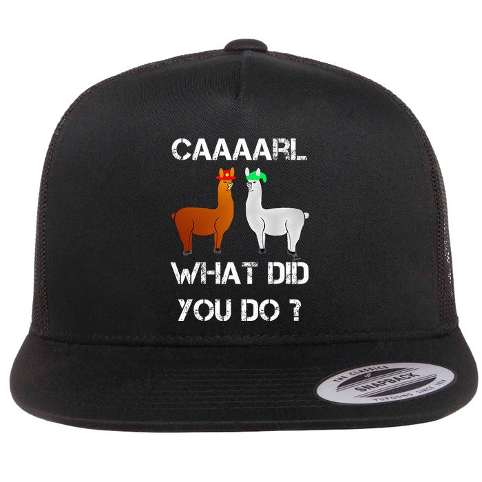 funny llama with hats lama with hat carl what did you do  Flatbill Hat