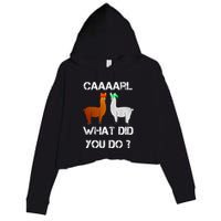 funny llama with hats lama with hat carl what did you do  Crop Fleece Hoodie