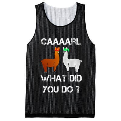 funny llama with hats lama with hat carl what did you do  Mesh Reversible Basketball Jersey Tank