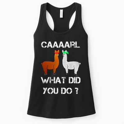 funny llama with hats lama with hat carl what did you do  Womens Tank Top