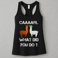 funny llama with hats lama with hat carl what did you do  Womens Tank Top