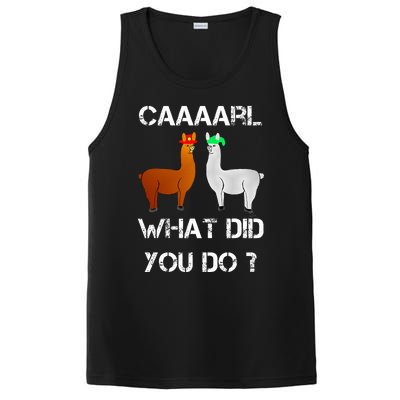 funny llama with hats lama with hat carl what did you do  PosiCharge Competitor Tank