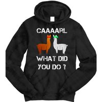 funny llama with hats lama with hat carl what did you do  Tie Dye Hoodie