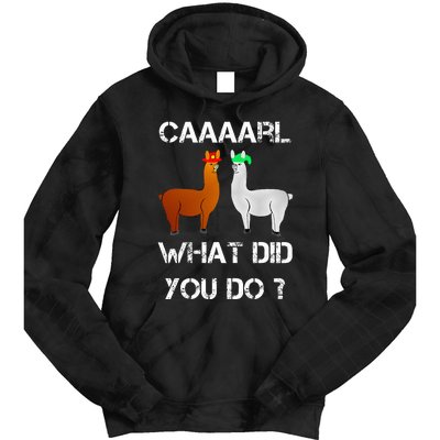 funny llama with hats lama with hat carl what did you do  Tie Dye Hoodie