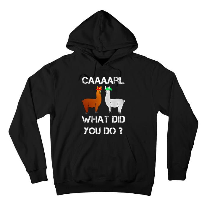 funny llama with hats lama with hat carl what did you do  Tall Hoodie