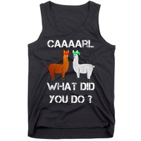 funny llama with hats lama with hat carl what did you do  Tank Top