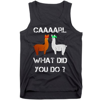 funny llama with hats lama with hat carl what did you do  Tank Top